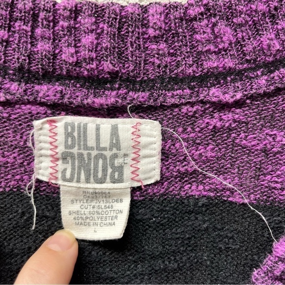 BillBong Purple And Black Striped V-Neck Sweater - Picture 6 of 7